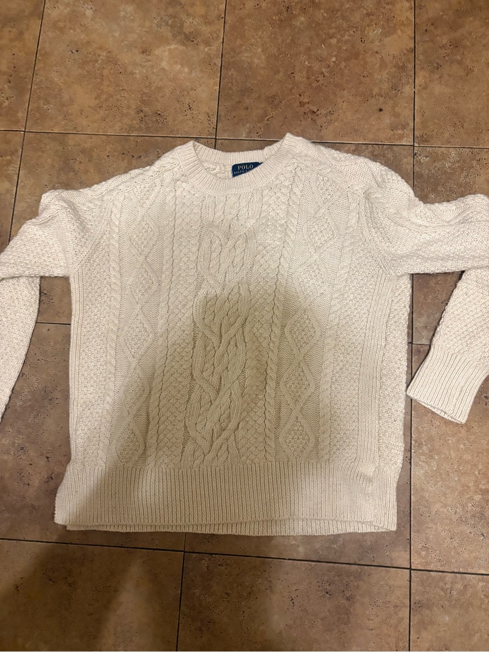 Polo by Ralph Lauren Cream Cable-Knit Crewneck Sweater